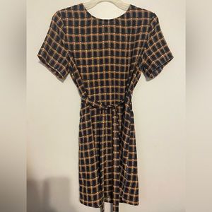 Checkered Dress, Forever 21, Size M, orange, green, white, and navy